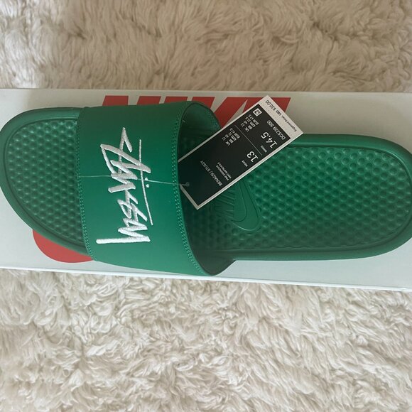Nike x Stussy Bensassi Slides Green/Sail Size 13 New with Box - Picture 6 of 6